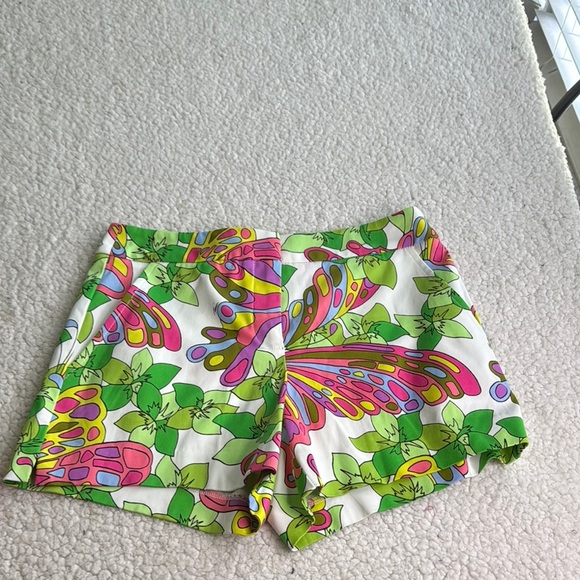 Trina Turk Green and Pink High Waist Shorts - Picture 1 of 4